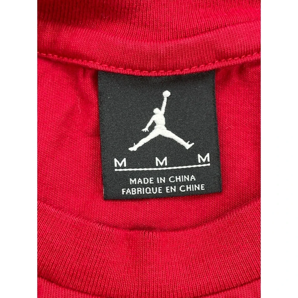 Nike Air Jordan T-Shirt Mens Medium Red 100% Cotton Crew Neck Long Sleeve